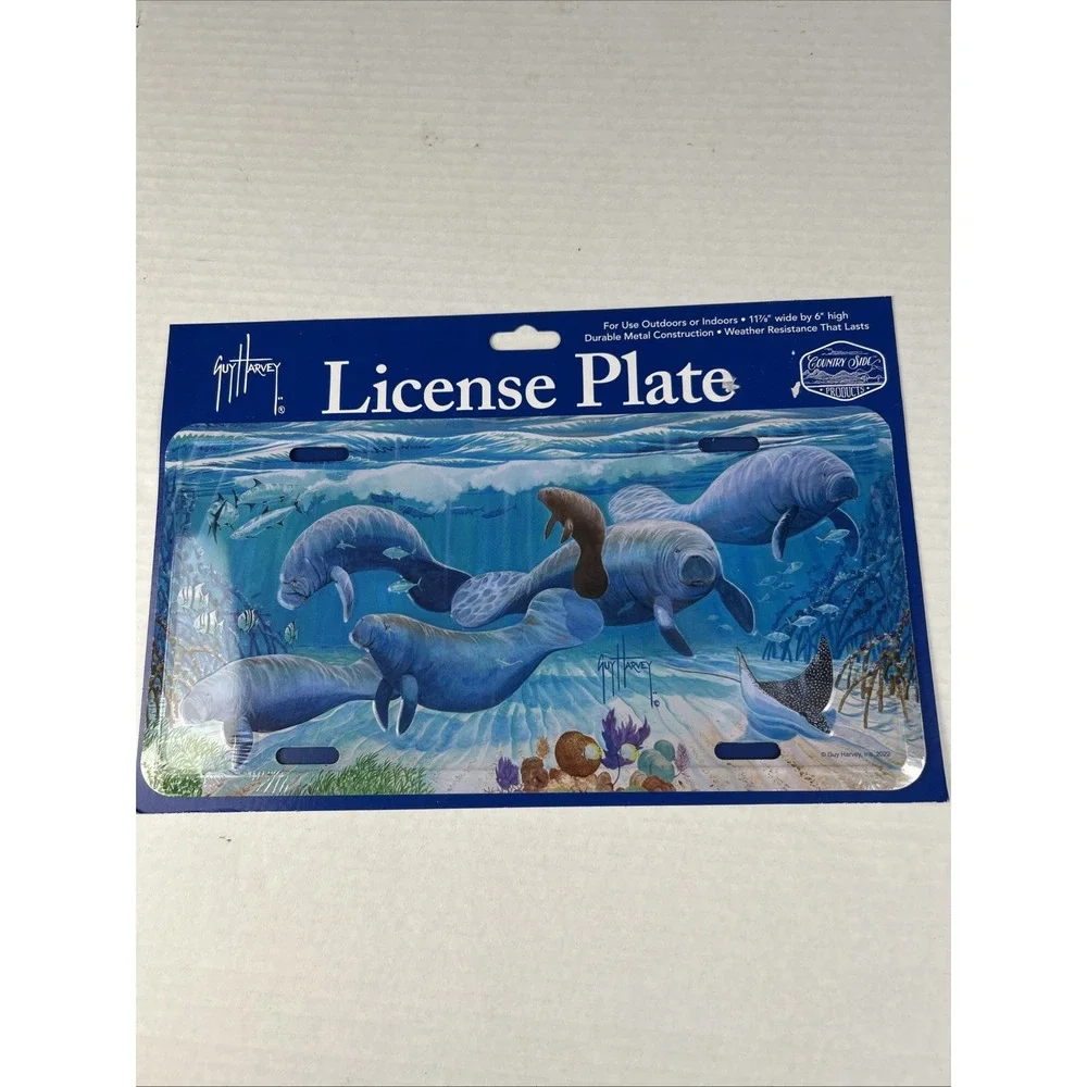 Guy Harvey License Plate Manatees & Stingray New